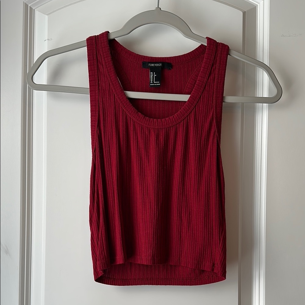 Forever 21 Burgundy Ribbed Tank Top